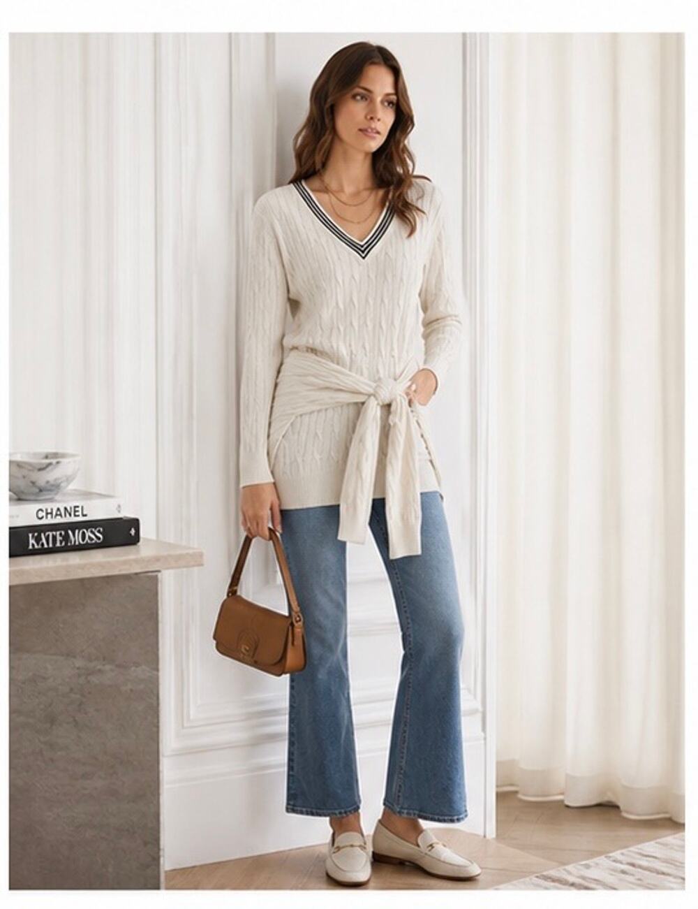 Sandro Paris "Emma" cable-knit wool blend sweater cream Size 1/small